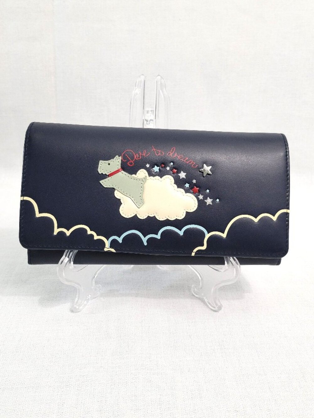 Radley London Dare to Dream Large Flapover Matinee Wallet Navy Leather Scottie